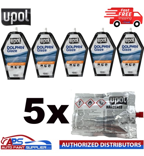 5X - U-POL DOLPHIN GLAZE 440ML FREE NEXT DAY DELIVERY + HARDENER TUBES